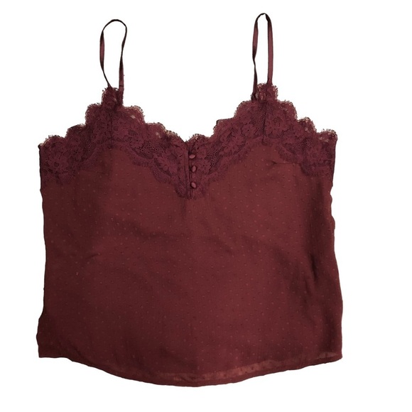 Abercrombie & Fitch Tops - Abercrombie and Fitch Maroon Tank with Lace Top and buttons Size Large Women’s